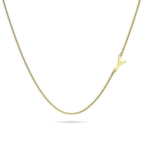 Bold Alphabet Letter Initial Charm Necklace in Gold Tone